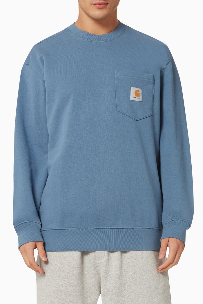 

Logo Patch Pocket Sweatshirt in Cotton, Blue