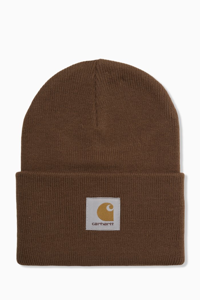 

Acrylic Watch Beanie in Rib Knit, Brown