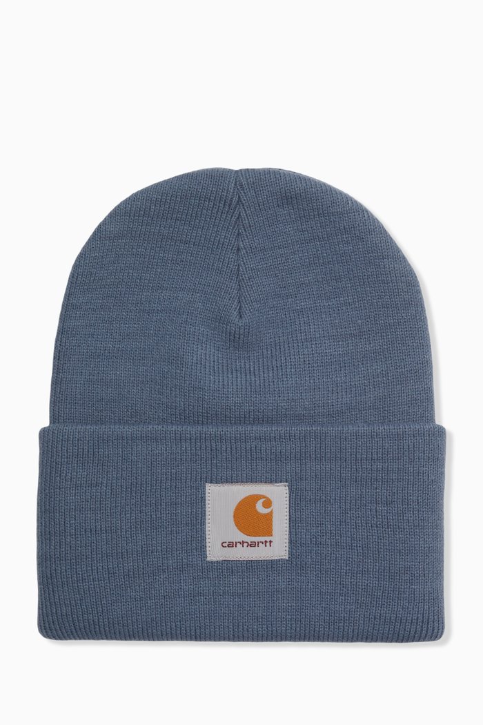 

Logo Beanie in Rib Knit, Blue