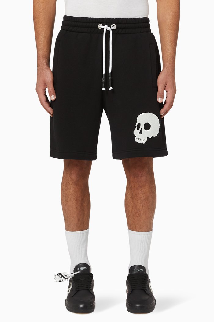 

Skull Print Shorts, Black