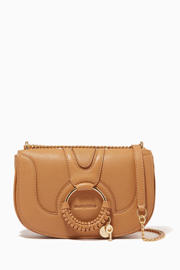 

Hana Shoulder Bag with Chain in Grained Goatskin, Brown