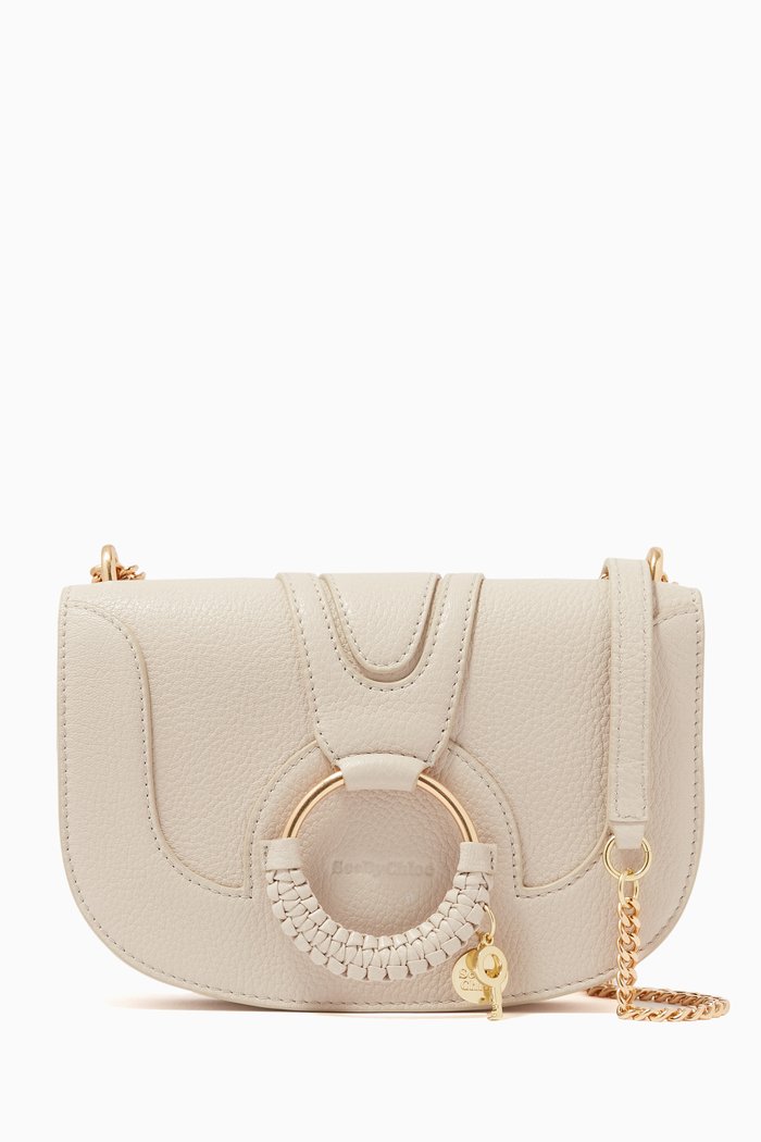 

Hana Shoulder Bag with Chain in Grained Goatskin, Neutral