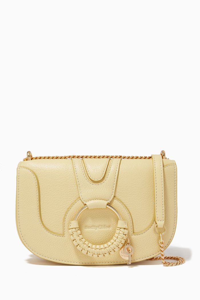 

Hana Shoulder Bag with Chain in Grained Goatskin, Yellow