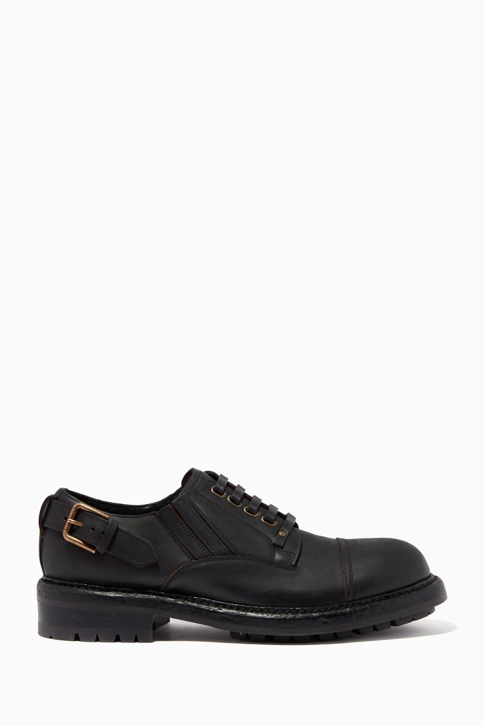 

Bernini Slip-on Derby Shoes in Cowhide, Black