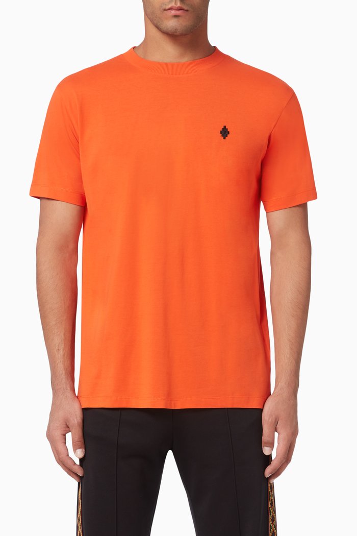 Cross Logo Cotton T-Shirt, Orange