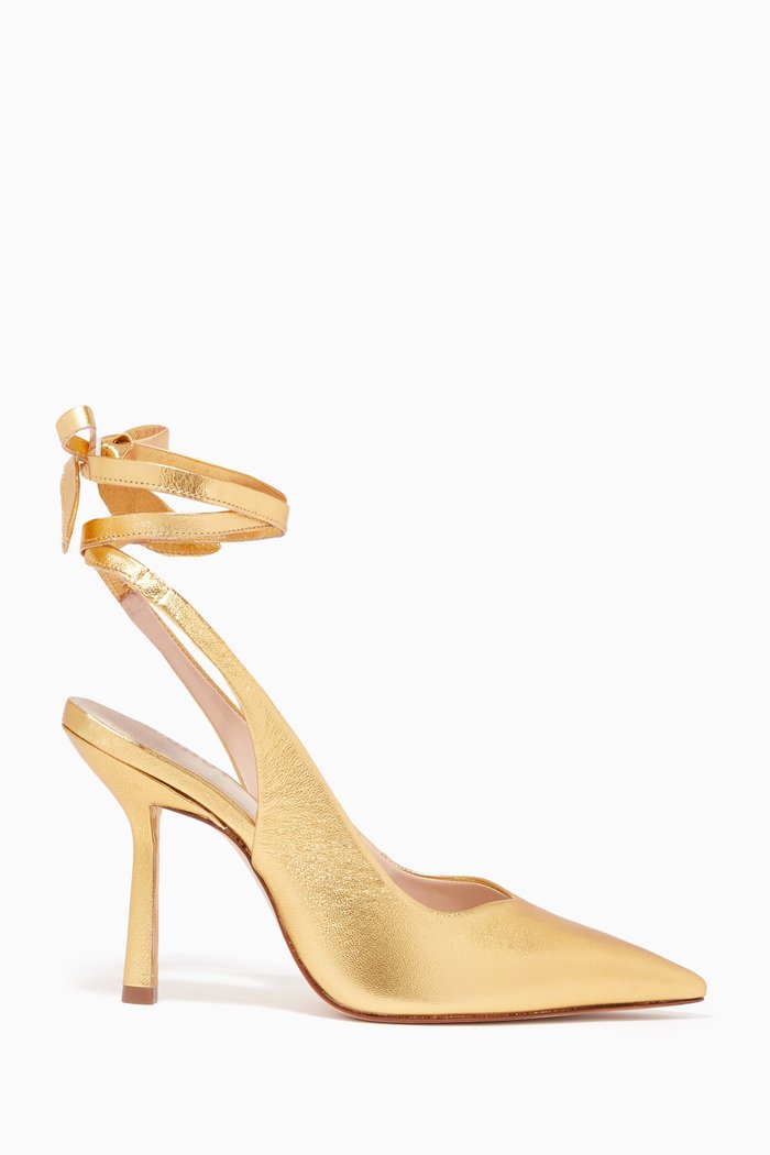 

Anni Lace Up Pumps in Metallic Leather, Gold