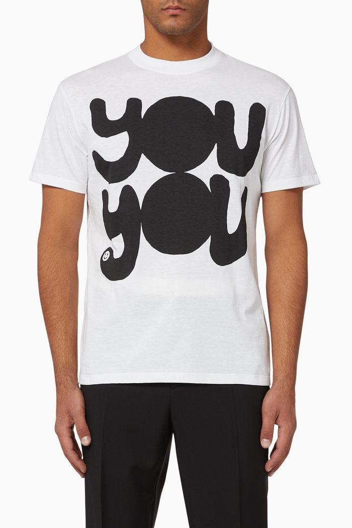 

Lovers Language YOU YOU Print Cotton T-shirt, White