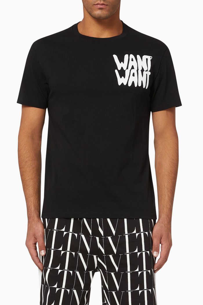 

Lovers Language WANT WANT Print Cotton T-shirt, Black
