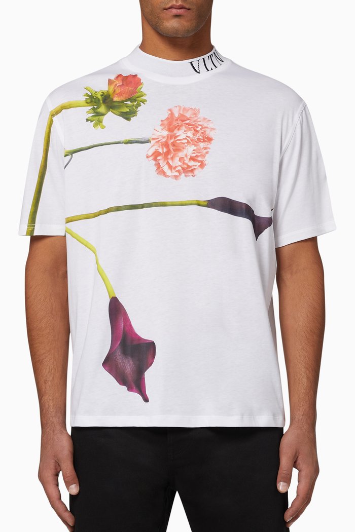 

Flowersity Print Cotton T-shirt, White
