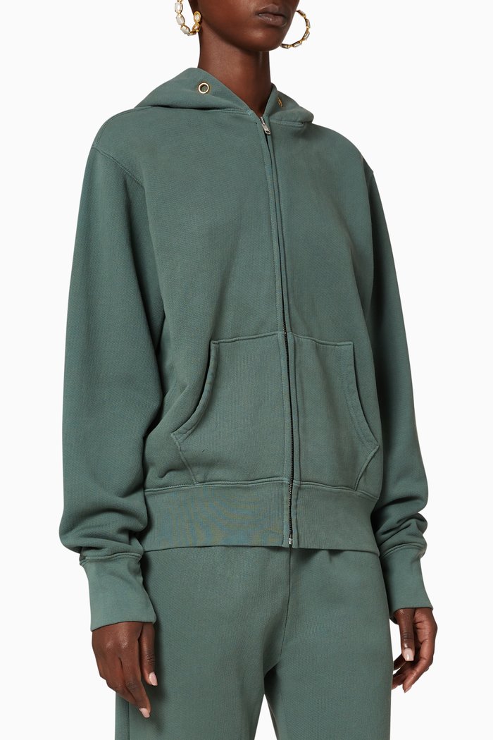 

Zipped Cotton Hoodie, Green