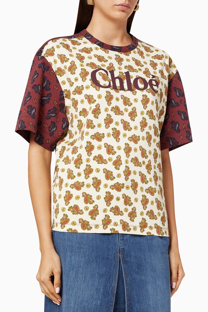 

Paisley Print Organic Mercerised Jersey T-Shirt, White
