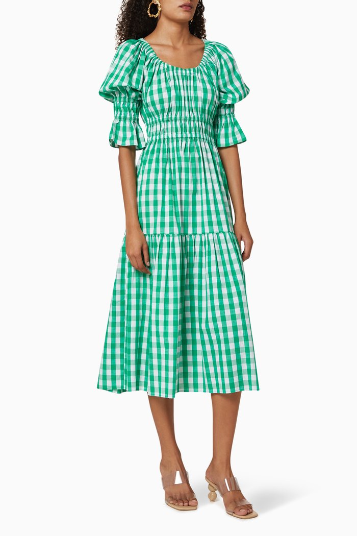 

Margot Check Cotton Dress, Green