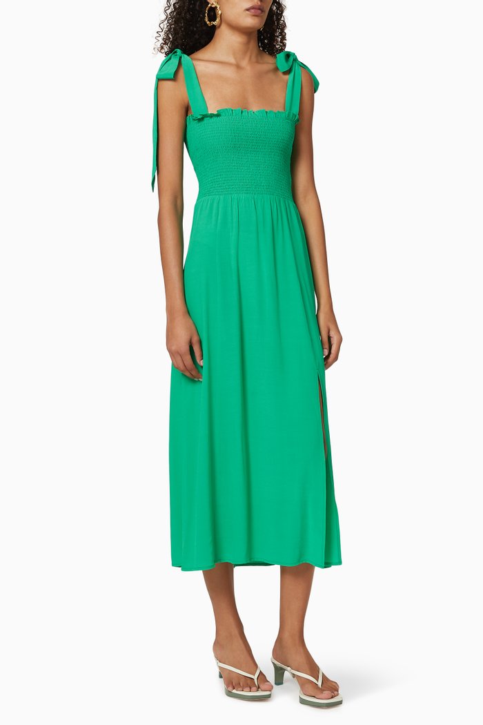 Leanne Shirred Dress, Green