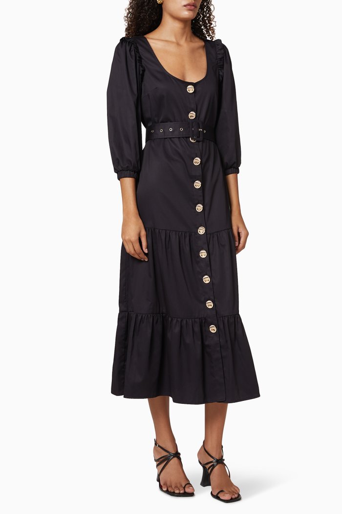 

Ninette Cotton Belted Dress, Black