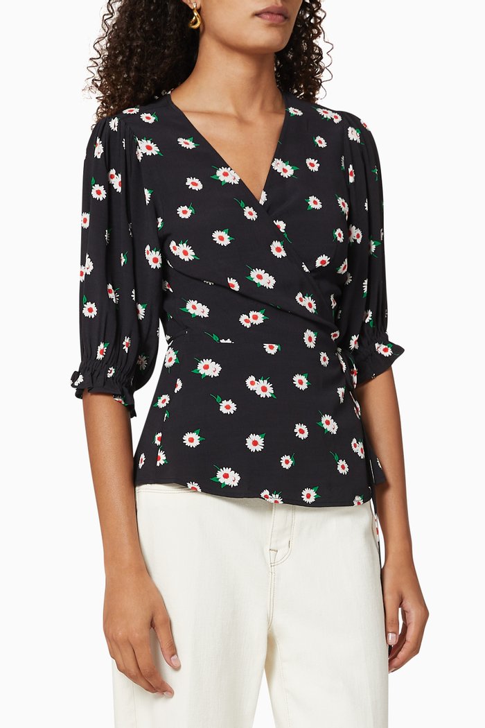 

Myriam Floral Print Top, Black