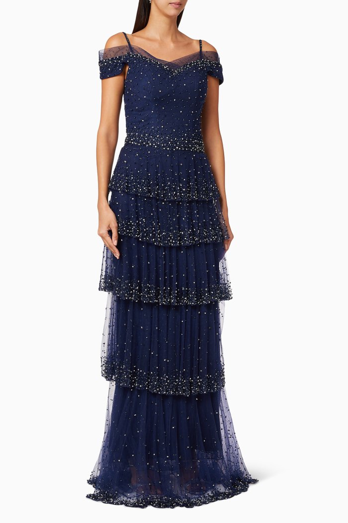 

Ruffle Tier Dress, Blue