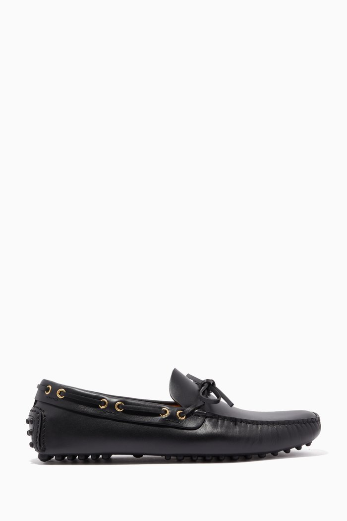 

Antique Driving Shoes in Calf Leather, Black