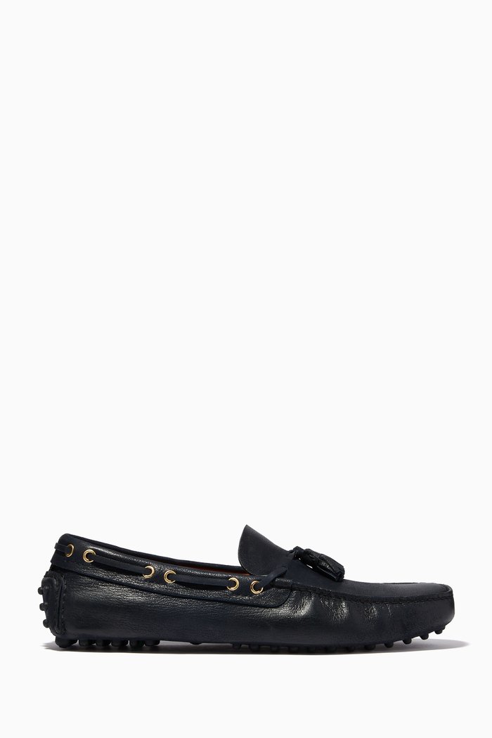 

Antique Driving Shoes in Goat Leather, Blue