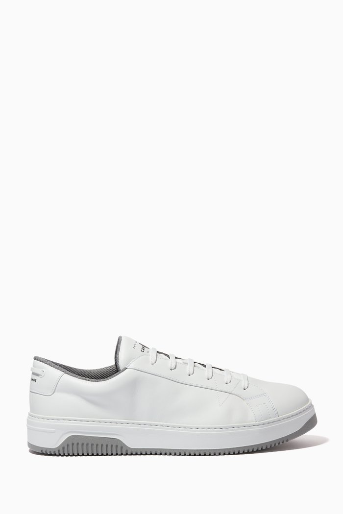Low Top Sneakers in Leather, White