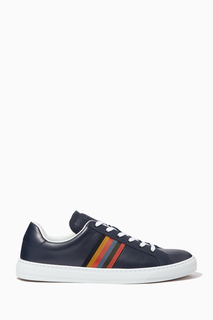 

Hansen Artist Stripe Sneakers in Leather, Blue