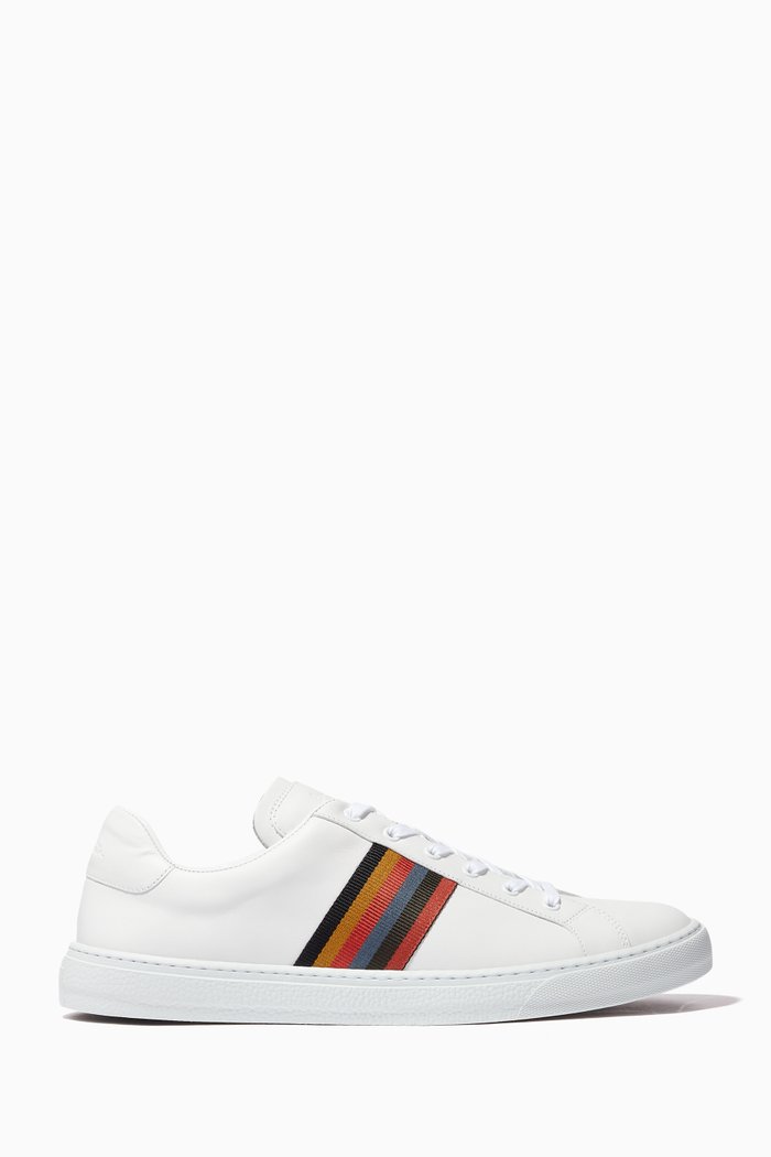 

Hansen Artist Stripe Sneakers in Leather, White