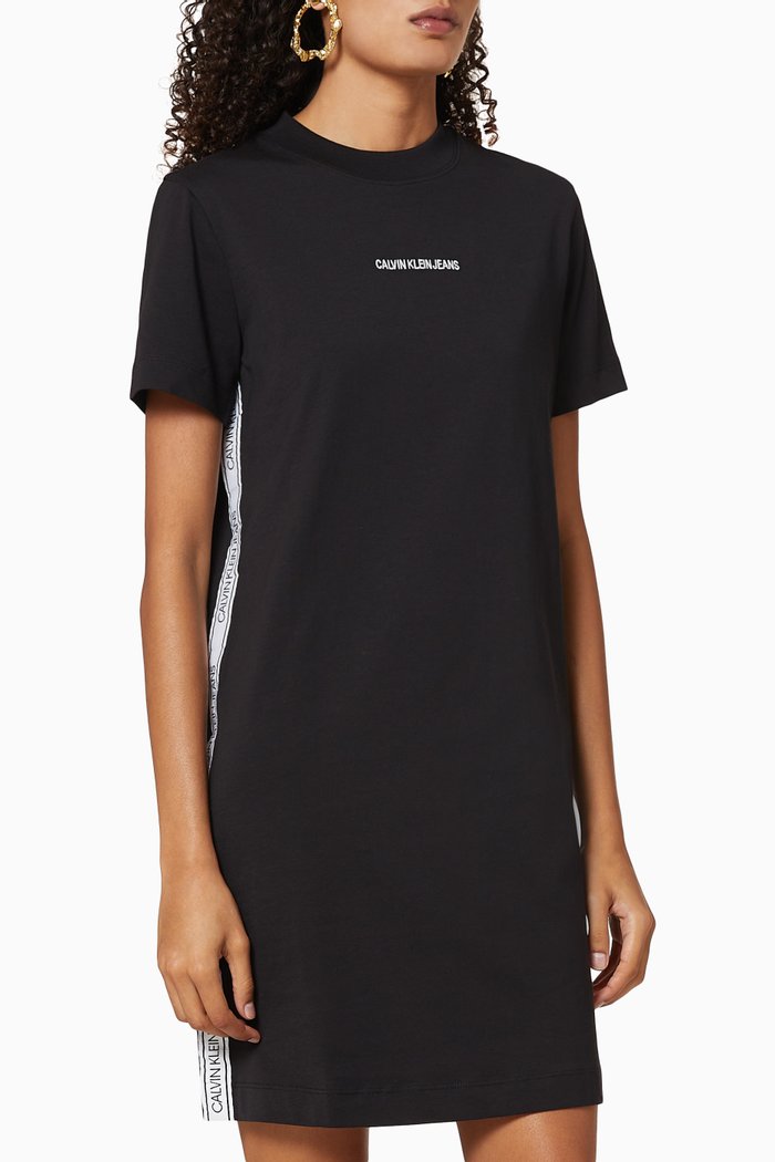 

Logo Tape Cotton T-Shirt Dress, Black