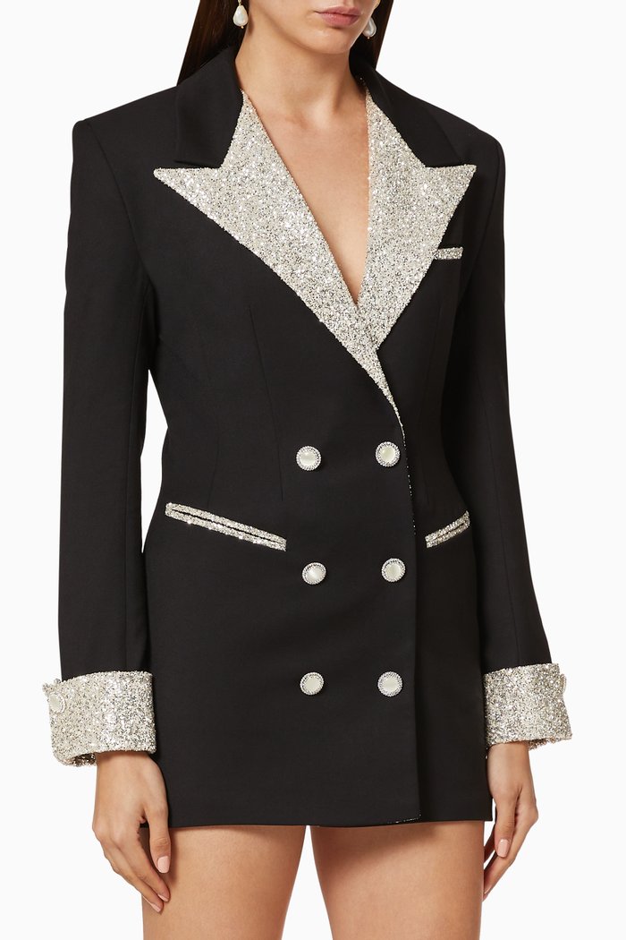 

Satin Blazer Dress, Black
