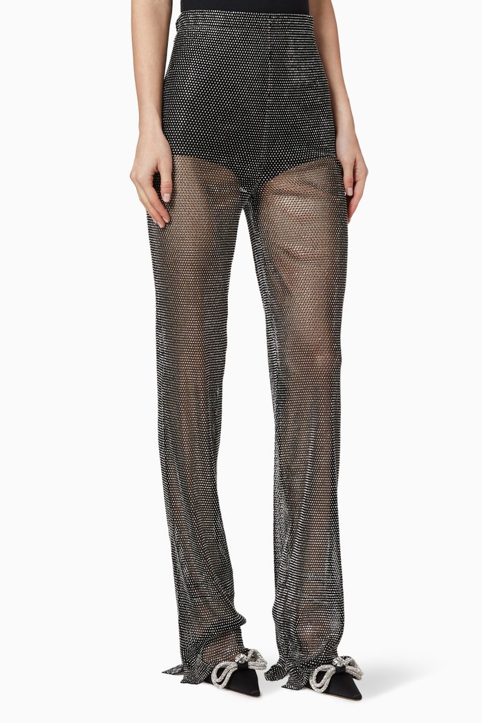 

Crystalized Mesh Sheer Pants, Silver