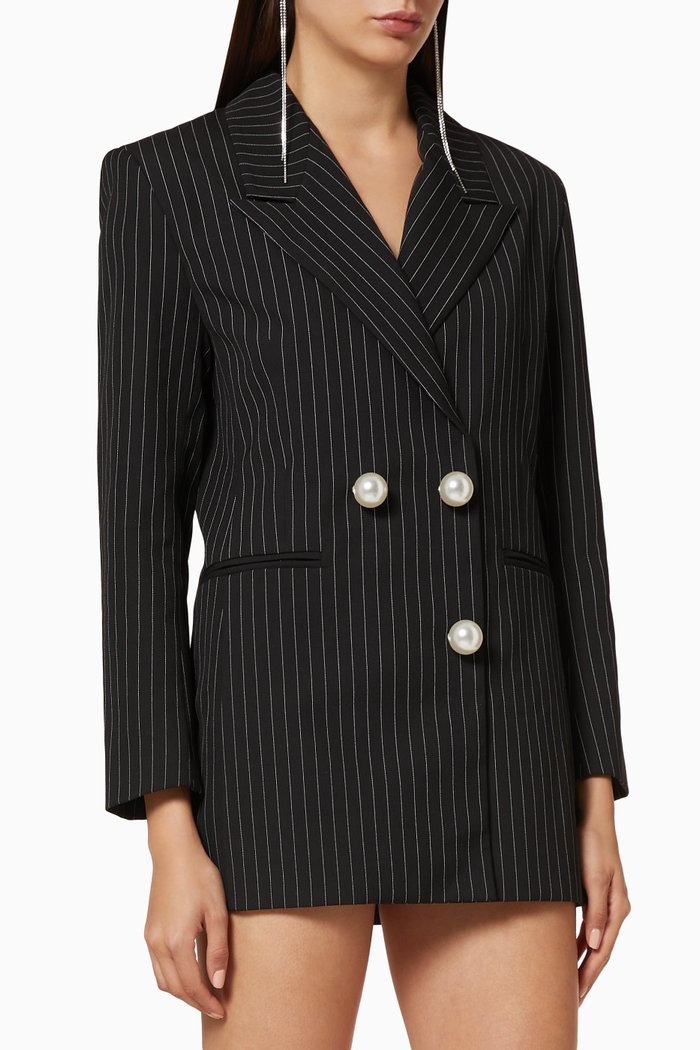 

Pinstripe Blazer Dress, Black
