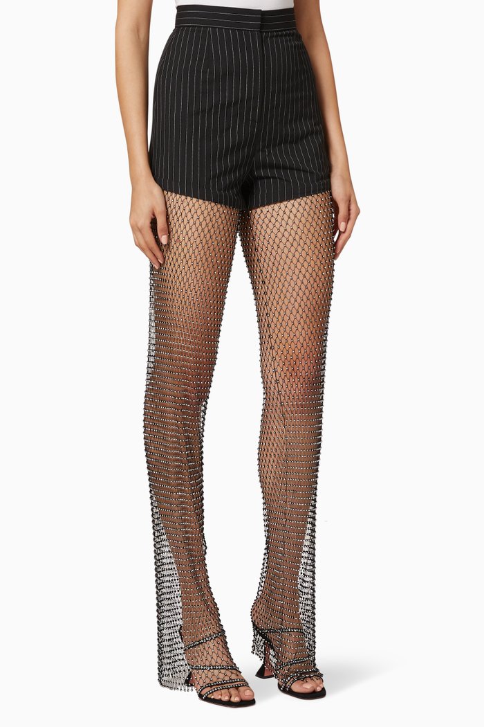 

Crystalized Mesh Sheer Pants, Black
