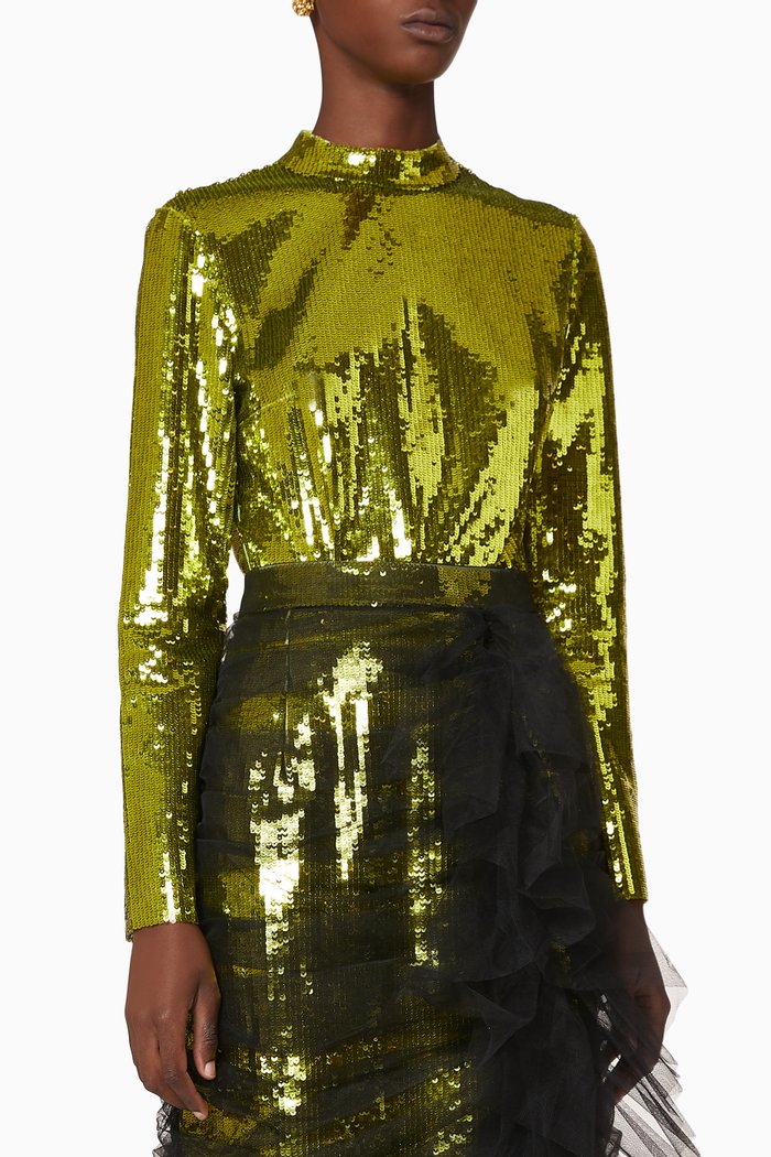 Dixie Sequinned Top, Green
