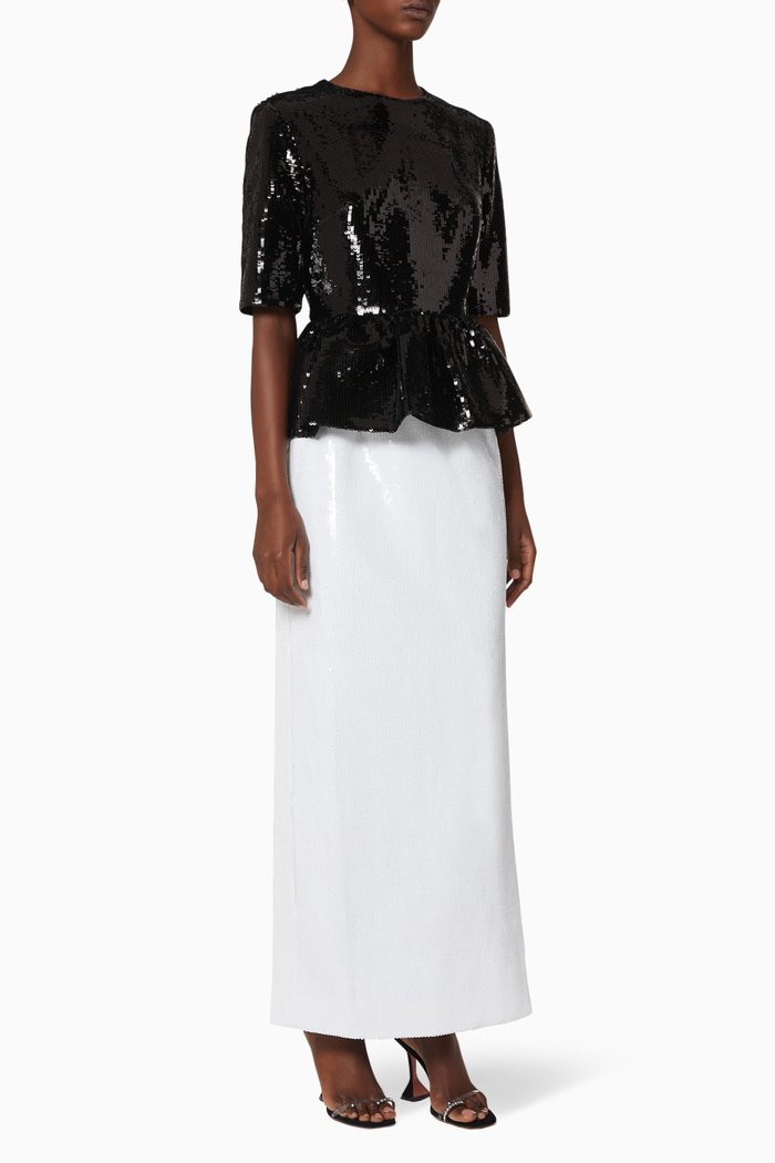 

Jewel Two-Tone Sequined Dress, Black