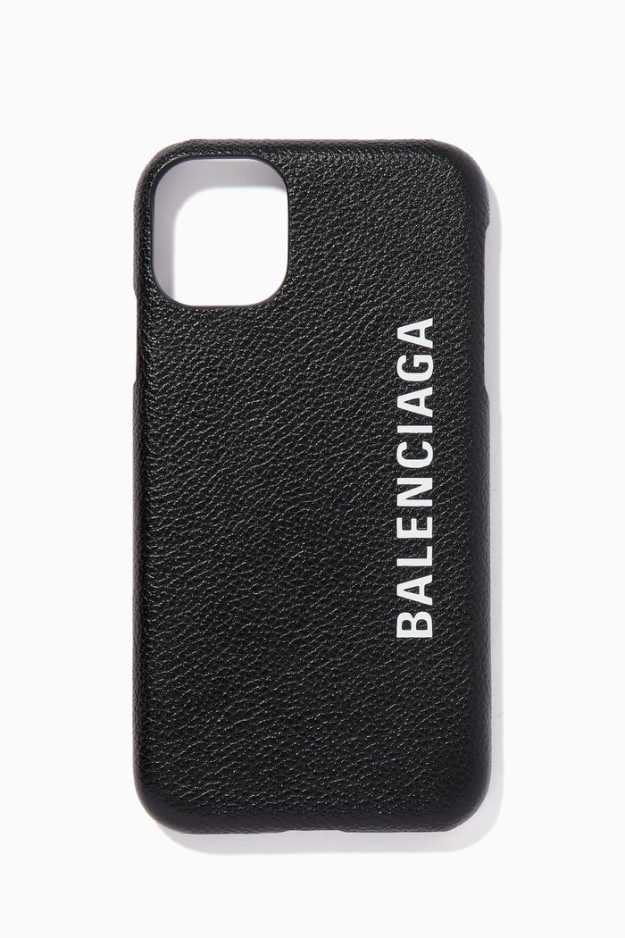 Cash iPhone 11 Case in Grained Leather, Black