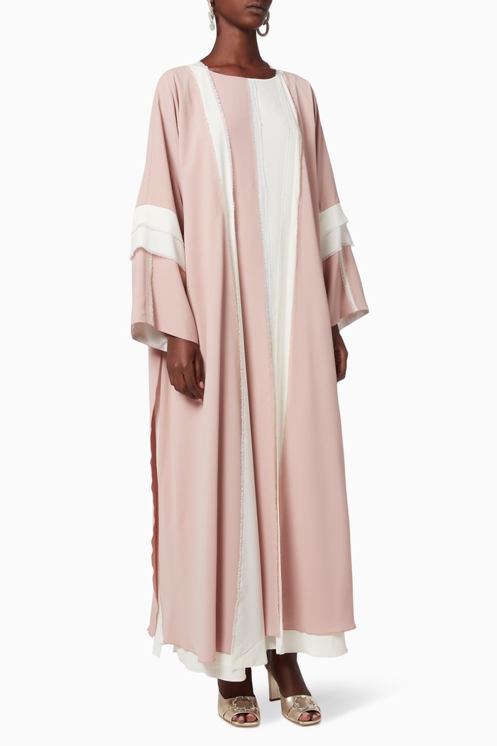 

Two-Tone Crepe Abaya, Pink