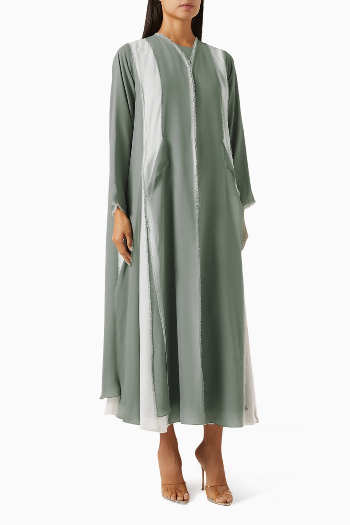 Layered Chiffon Abaya Set, Grey