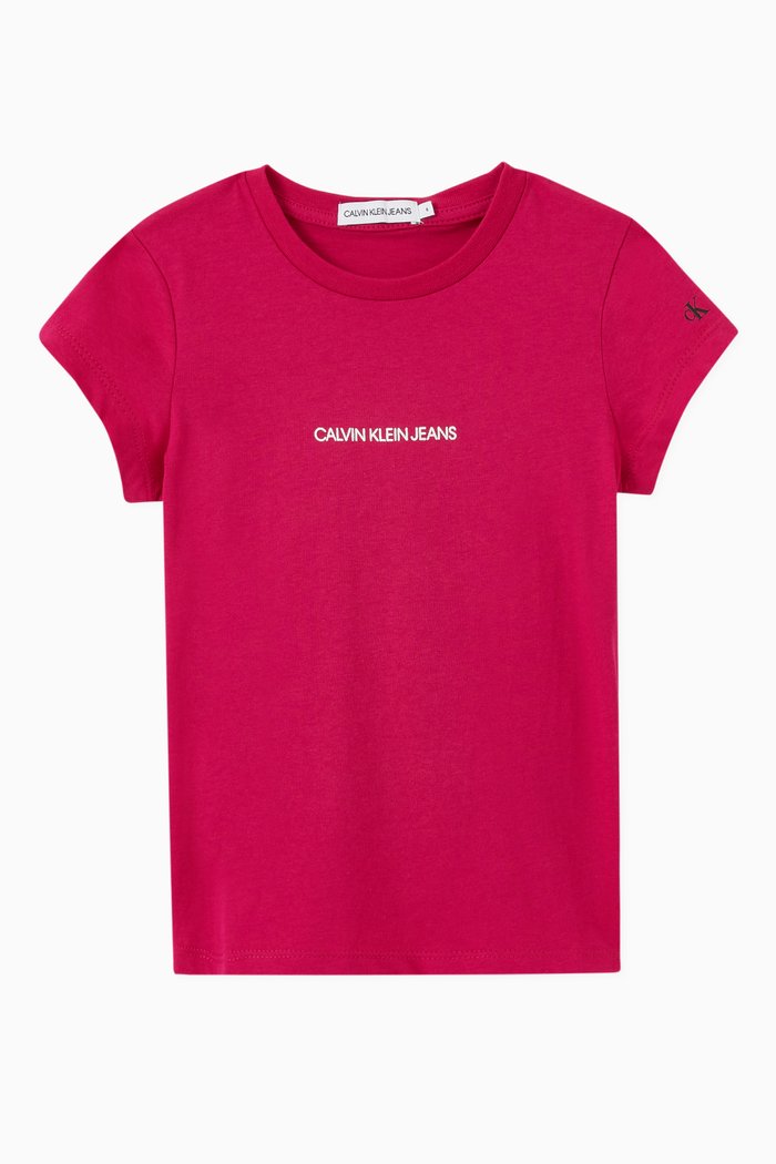 

Metallic Logo Organic Cotton T-Shirt, Pink