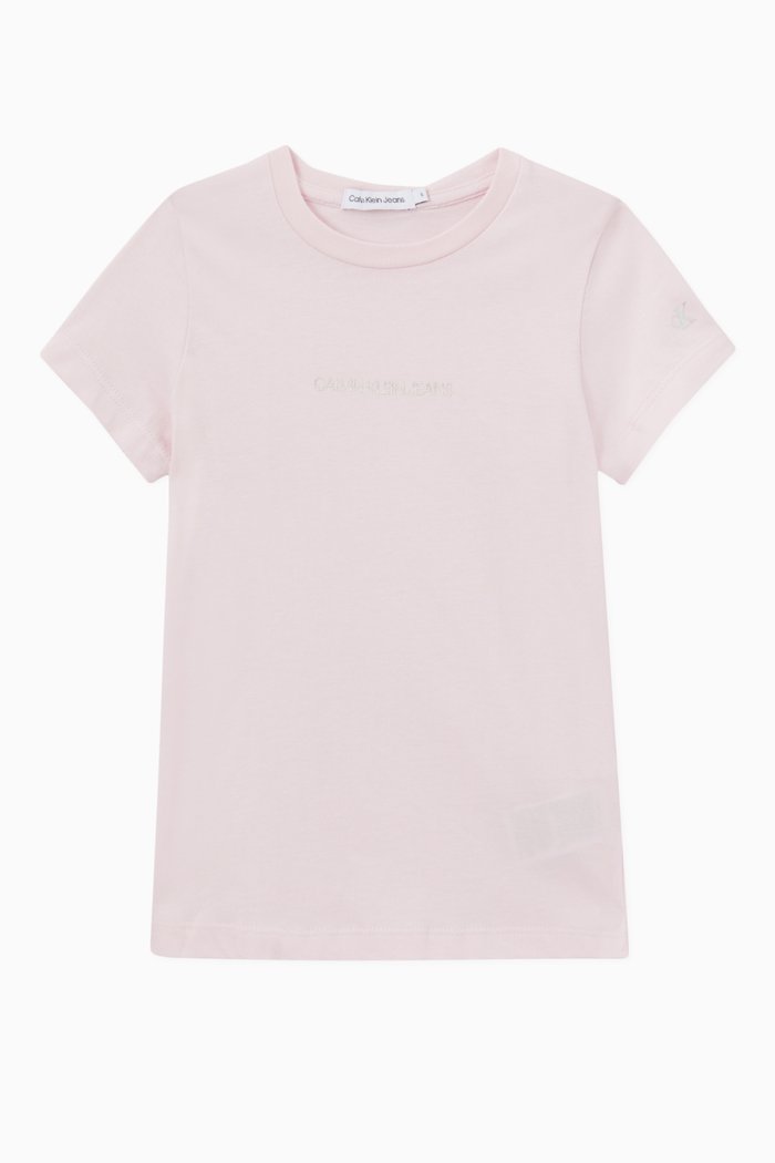 

Metallic Logo Organic Cotton T-Shirt, Pink