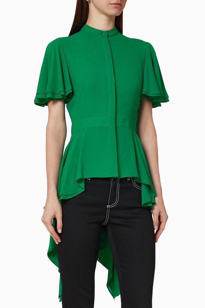 

Peplum Silk Georgette Top, Green