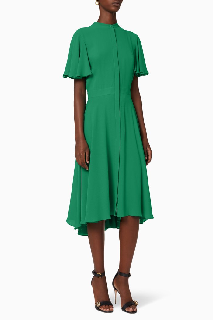 

Silk Georgette Shirt Dress, Green