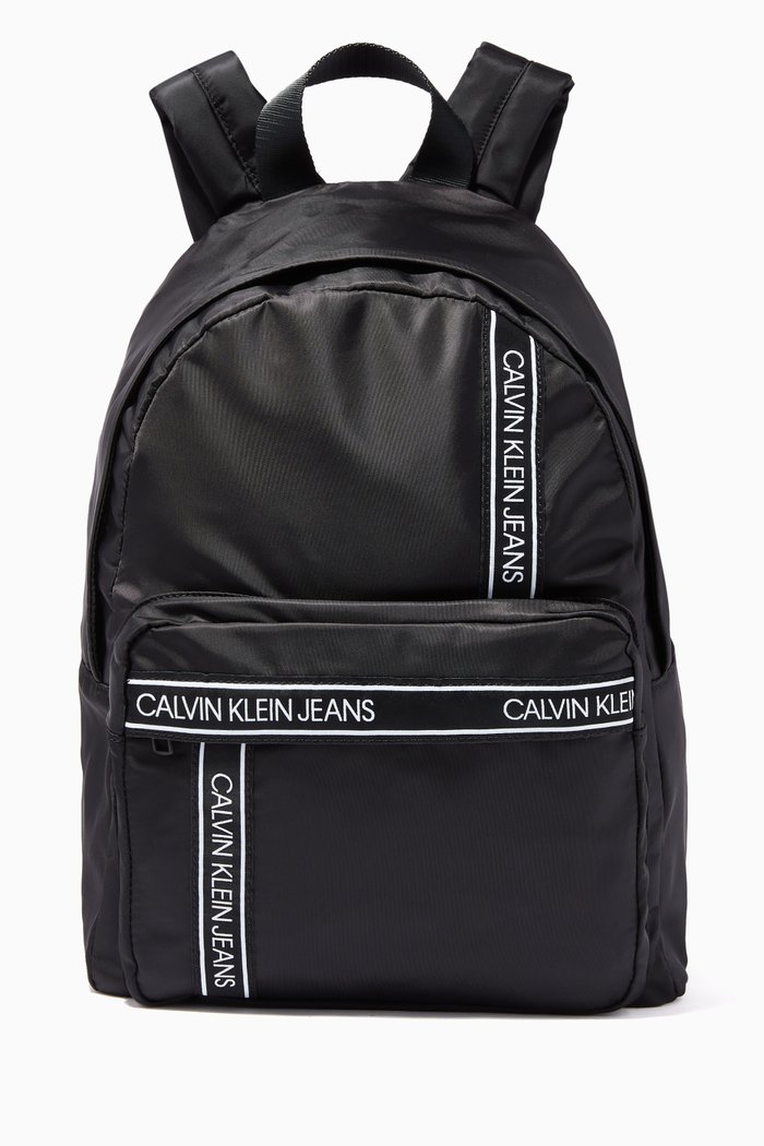 

CK Text Tape Backpack in Nylon, Black