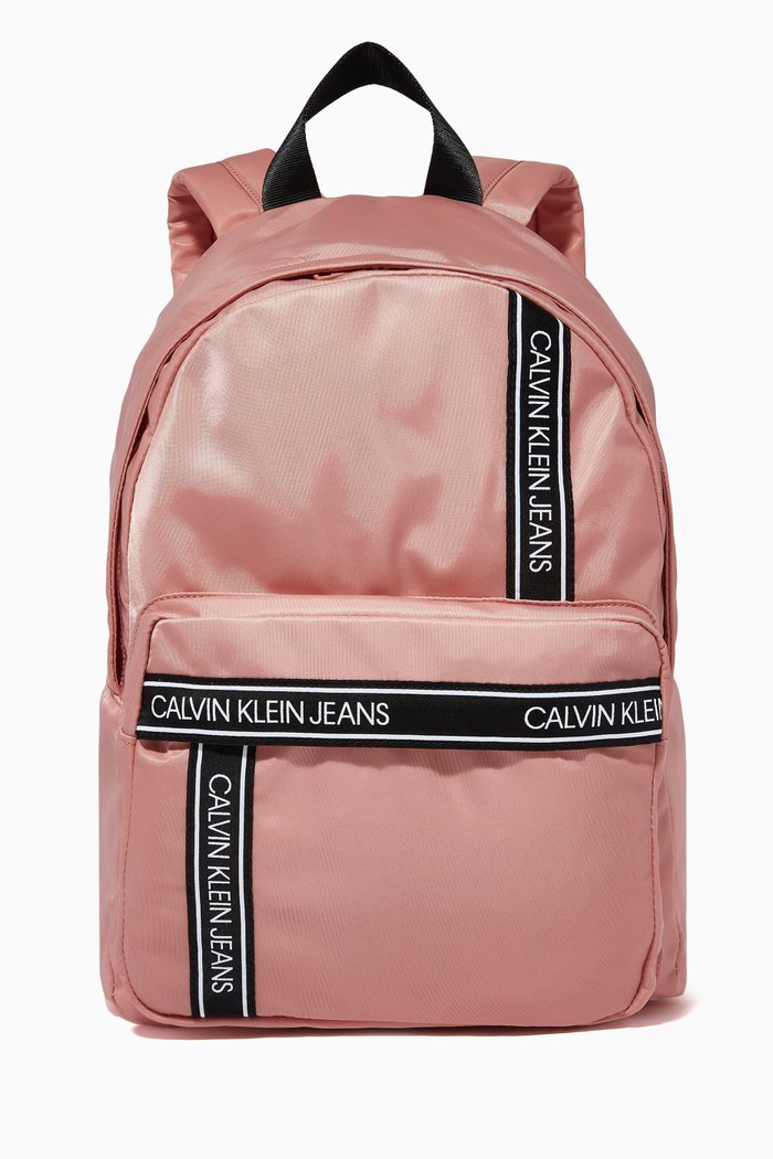 

CK Text Tape Backpack in Nylon, Pink