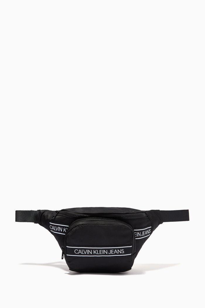 

CK Text Tape Belt Bag in Nylon, Black