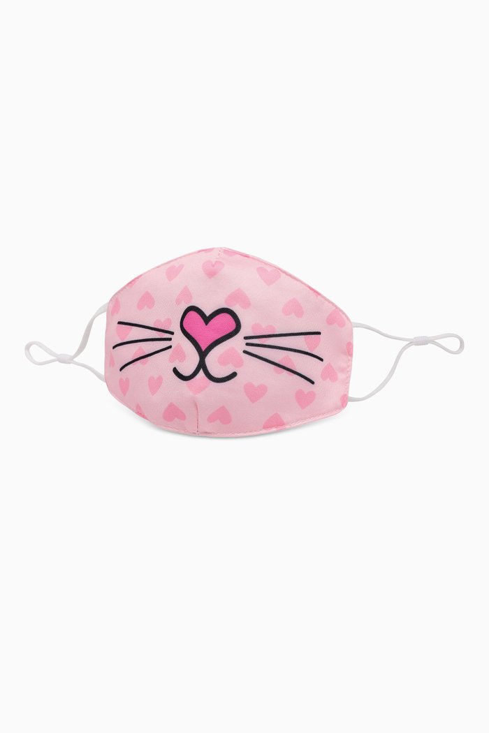 

Kitty Heart Printed Face Mask, Pink