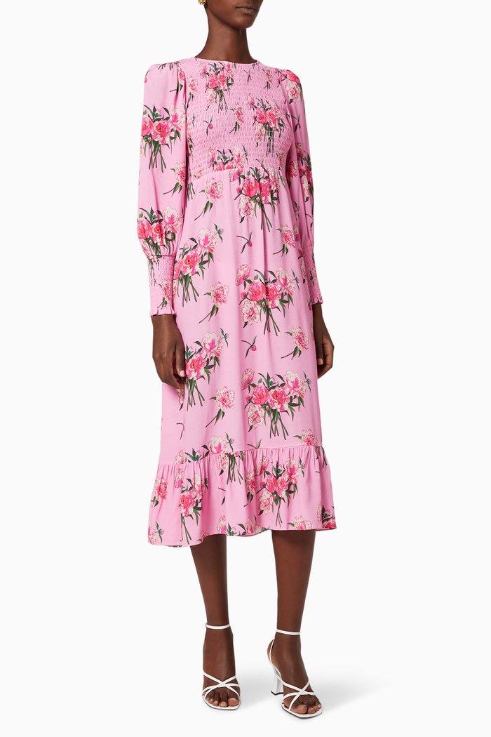 

Karoline Smocked Cotton Dress, Pink