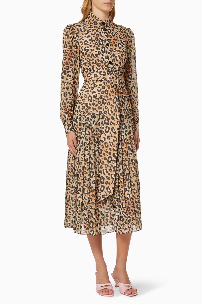 

Tara Pleated Shirt Dress, Brown