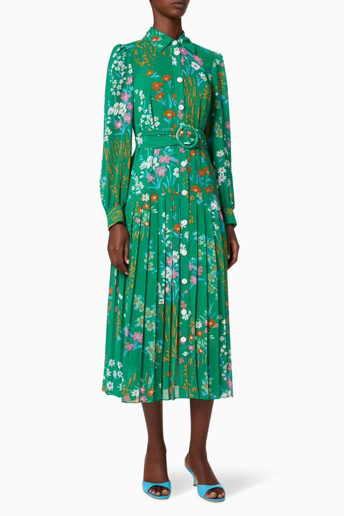 

Tara Pleated Shirt Dress, Green