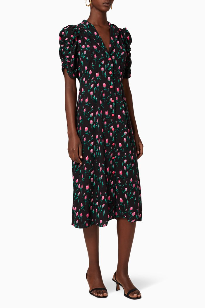 

Maguire Rose Print Tea Dress, Black