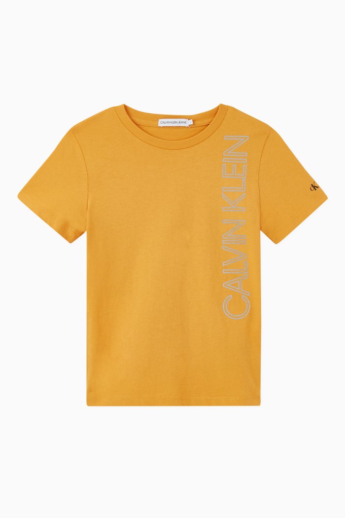Reflective Logo Organic Cotton T-Shirt, Yellow