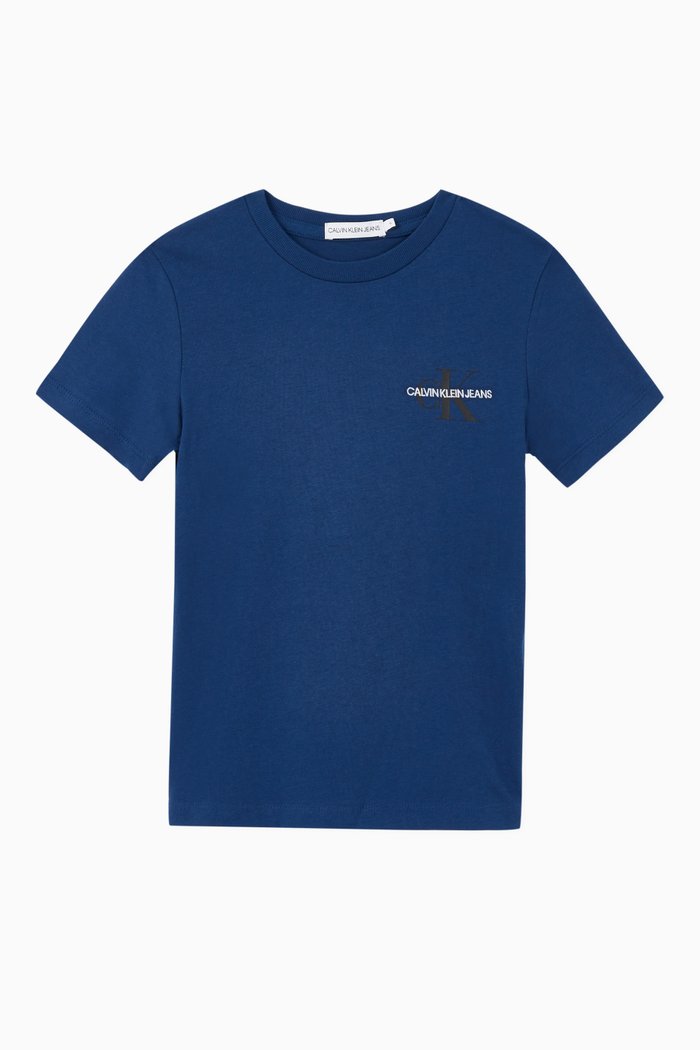 Monogram Logo Cotton T-Shirt, Blue