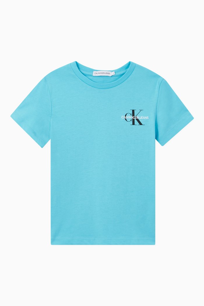 

Monogram Logo Cotton T-Shirt, Blue